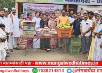 आषाढी यात्रेनिमित्त संत कान्होपात्रा पतसंस्थेने जोपासली सामाजिक बांधिलकी; पंढरपूरकडे जाणाऱ्या भाविकांना केले फराळाचे वाटप