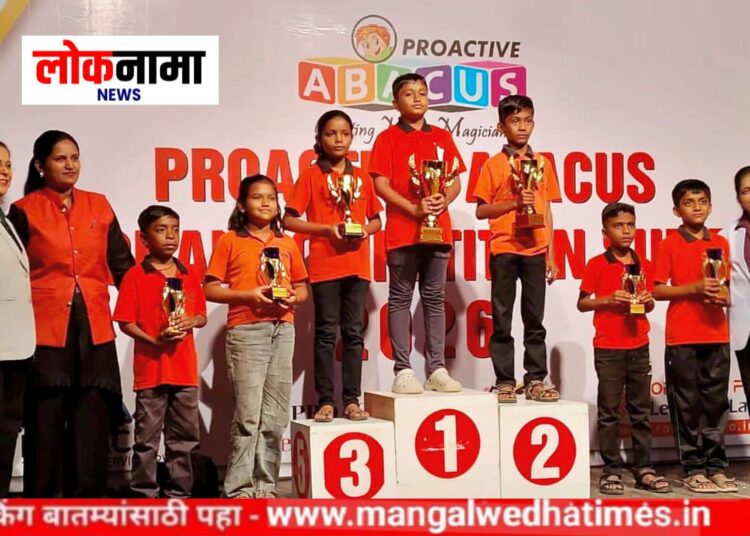 मंगळवेढ्याच्या शिरपेचात मानाचा तुरा! सारा अबॅकस’च्या विद्यार्थ्यांचे ‘नॅशनल समर कॉम्पिटिशन’मध्ये देदीप्यमान यश; अवघ्या ६ मिनिटांत १०० गणिते सोडवून विद्यार्थ्यांनी दाखवली चुणूक
